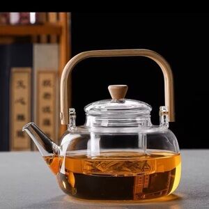 Glass Teapot with Bamboo Handle